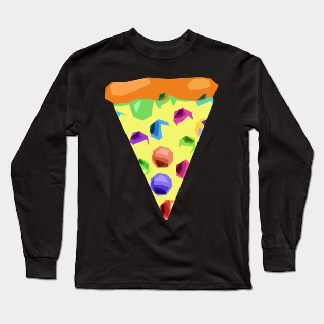 Geometric Rainbow Pizza Long Sleeve T-Shirt by KelseyLovelle
